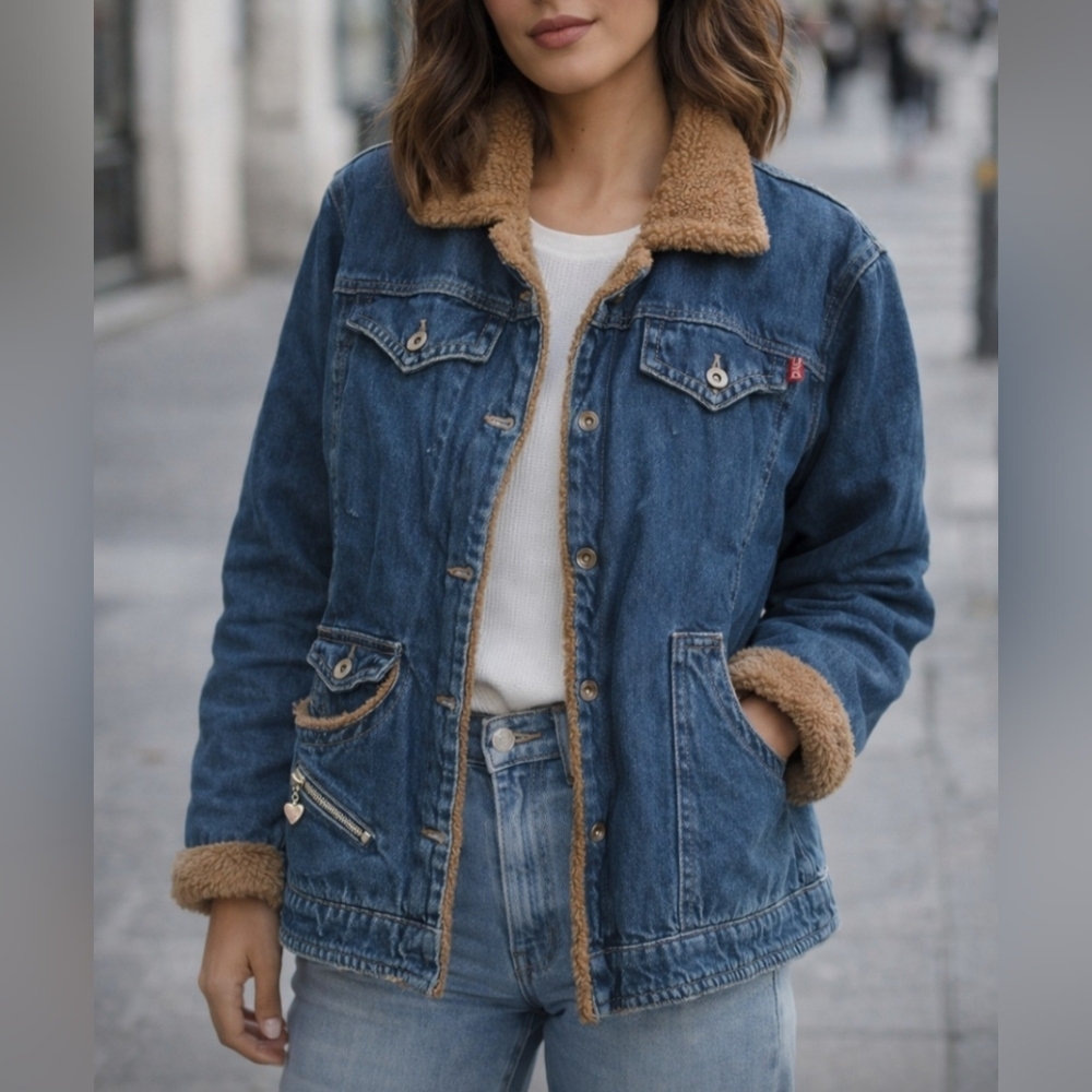 Alba Blue Denim Jacket with Warm Brown Lining